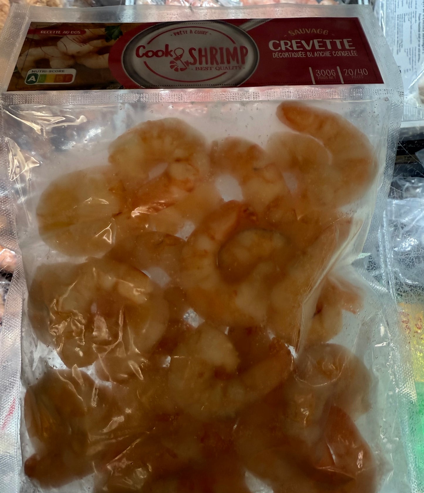 Crevettes cuites congelées (taille moyenne)