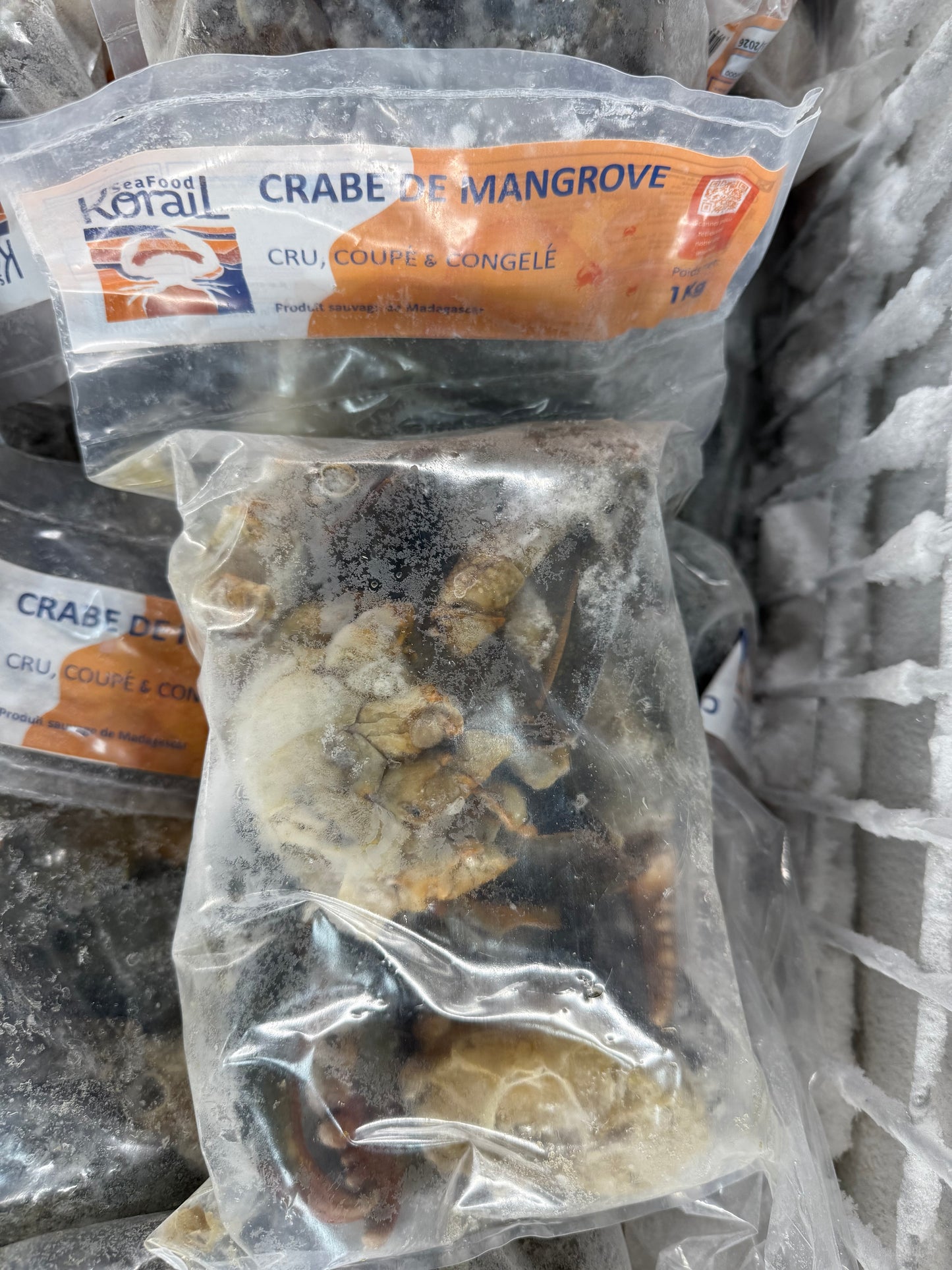 Crabe coupé surgelé